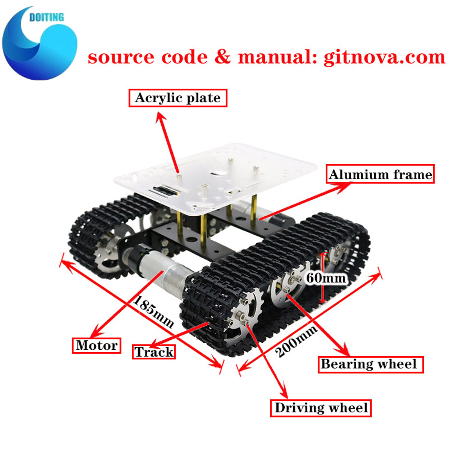 RC Metal Robot Tank Car Chassi – Tracked Robot Chassis recenzja i cena